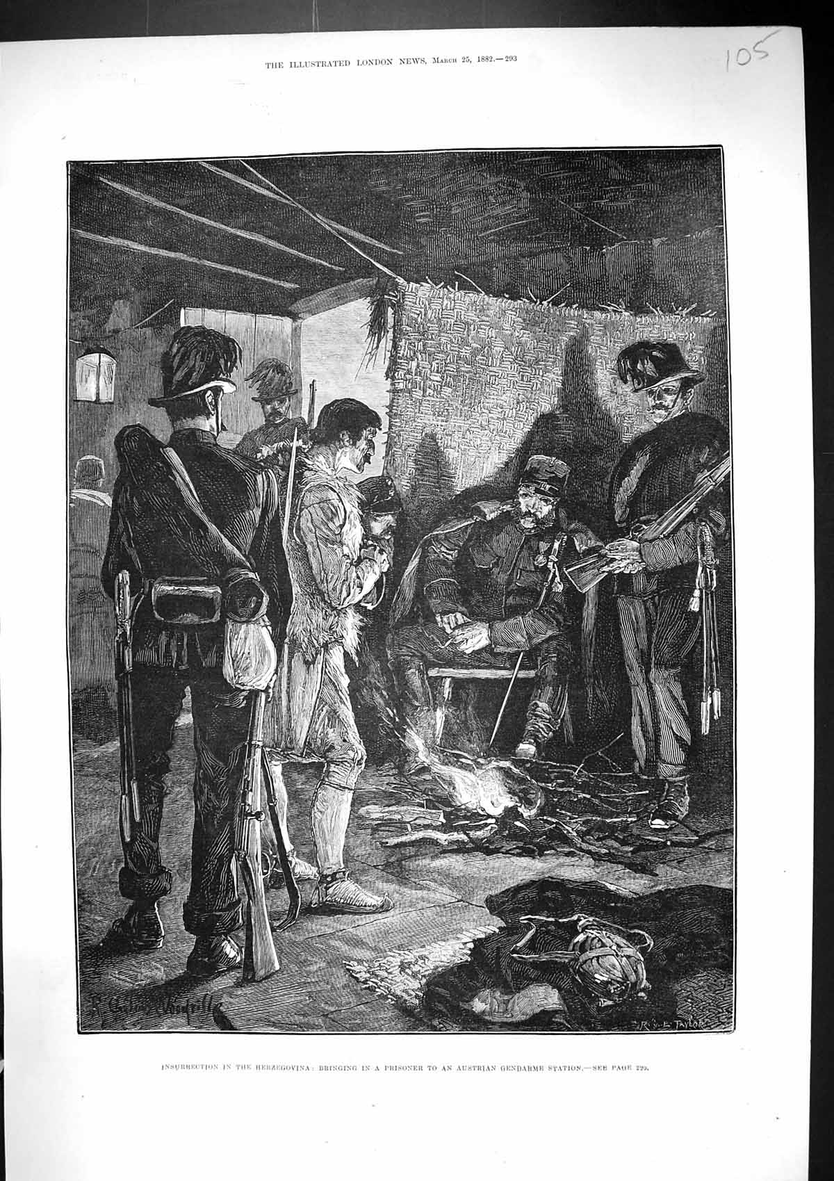 Old 1882 Woodville Fine Art Insurrection Herzegovina Prisoner Gendarm Victorian