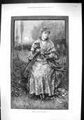 Antique Old Print 1882 Davidson Knowles May Moon Beautiful Lady Reading Book