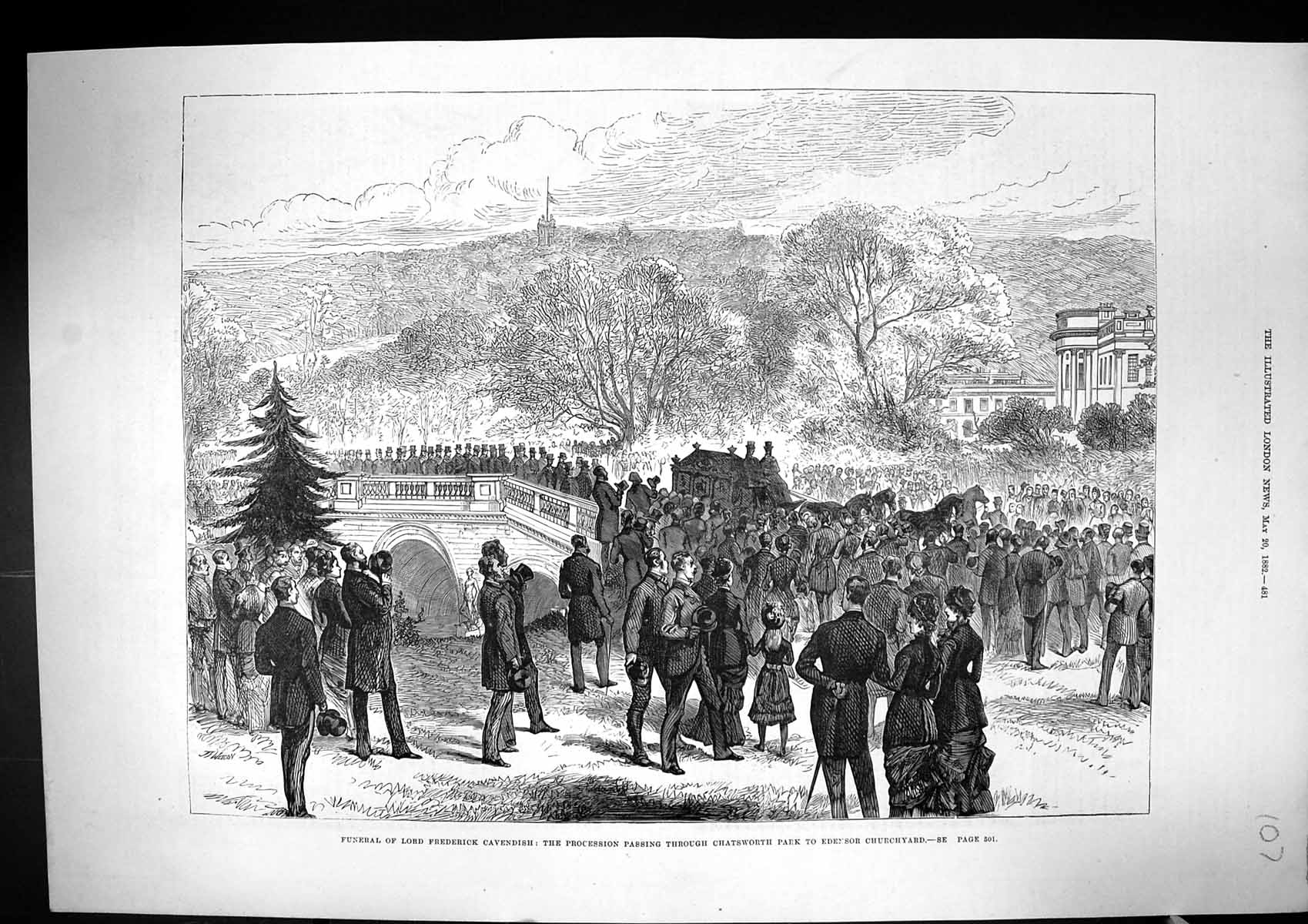 Old 1882 Funeral Lord Frederick Cavendish Procession Chatsworth Park Victorian