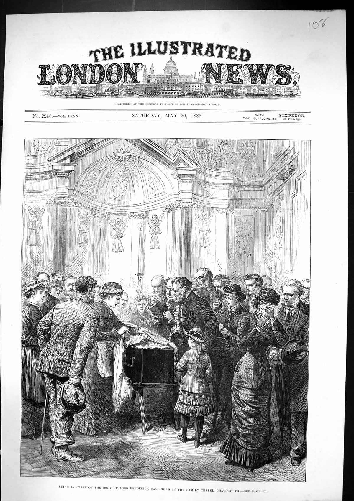 Old 1882 Lying State Body Lord Frederick Cavendish Family Chapel Chat Victorian