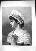 Old 1882 Gentle Loving Good Beautiful Lady Wearing Rose Womanhood Emi Victorian