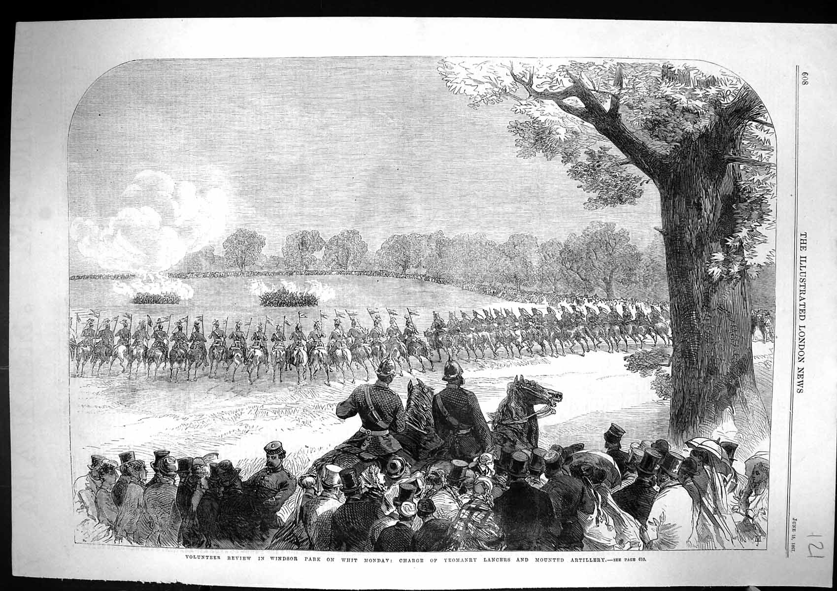 Old 1867 Volunteer Review Windsor Park Whit Monday Yeomanry Lancers A Victorian