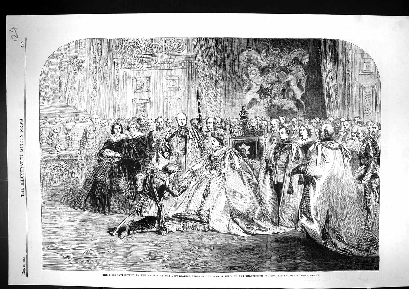 Old 1861 First Investiture Majesty Queen Order Star India Throne Room Victorian