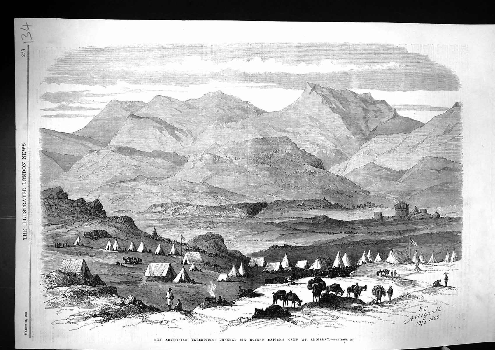 Old 1868 Abyssinia Expedition General Sir Robert Napier Camp Adigerat Victorian