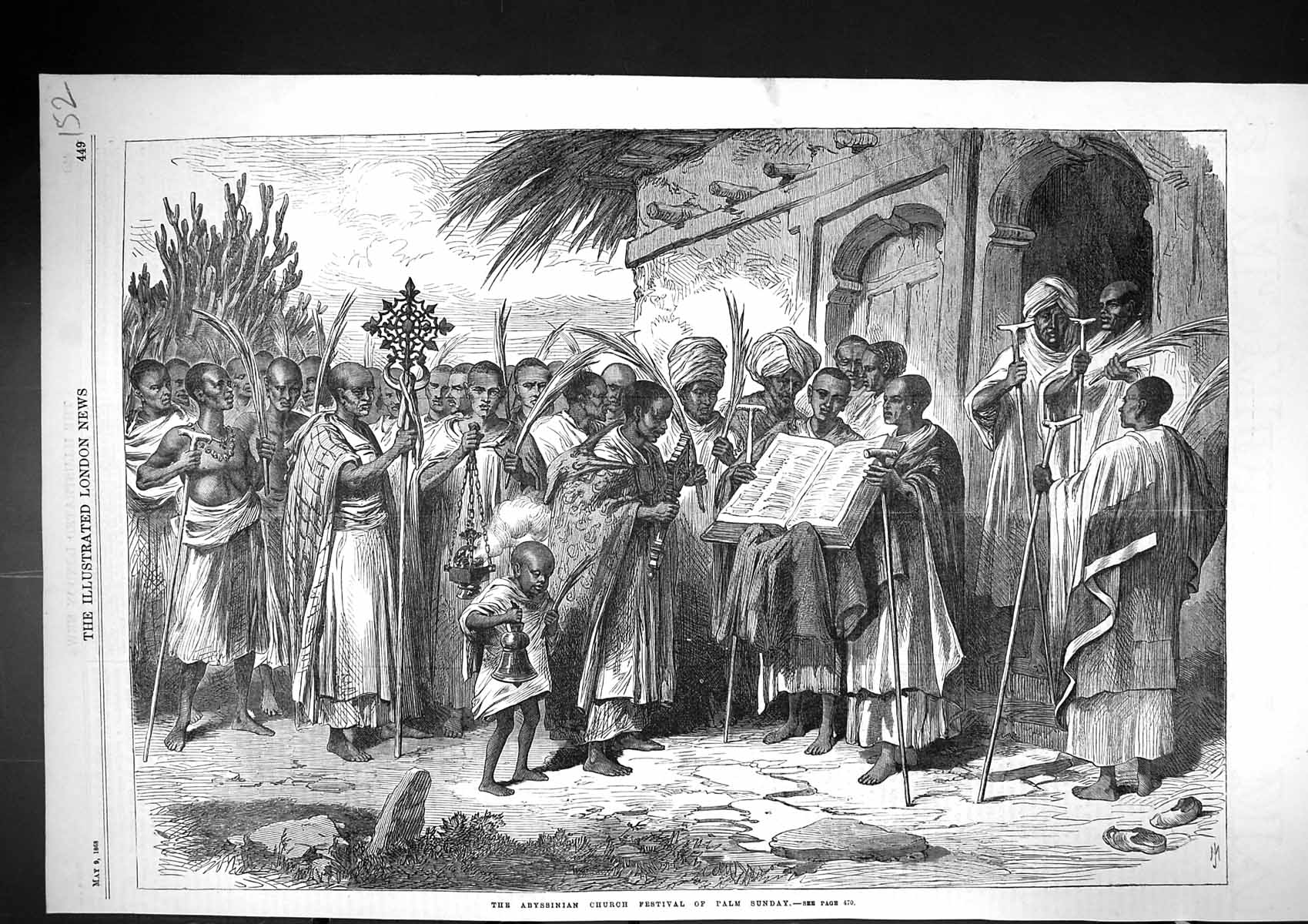 Old 1868 Abyssinia Church Festival Palm Sunday Service Africa Native Victorian