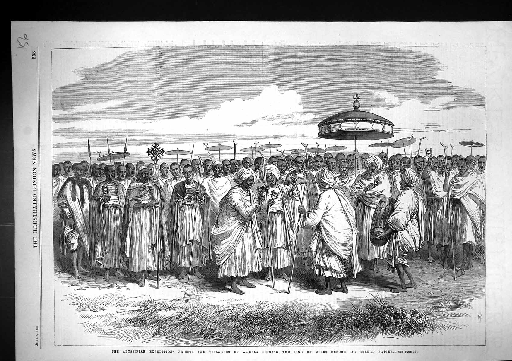 Old 1868 Abyssinia Expedition Priests Villagers Wadela Singing Moses Victorian