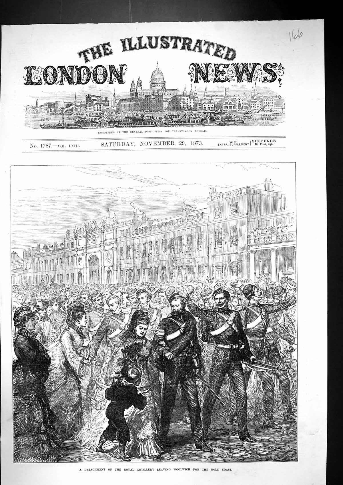 Antique Print 1873 Detachment Royal Artillery Leaving Woolwich GCoast Afric