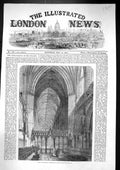 Original Old Antique Print 1860 Interior Choir Lichfield Cathedral Architecture