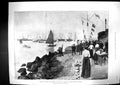 Old Antique Print 1901 King Cowes Arrival Yacht Osborne Ships Spectators 20th
