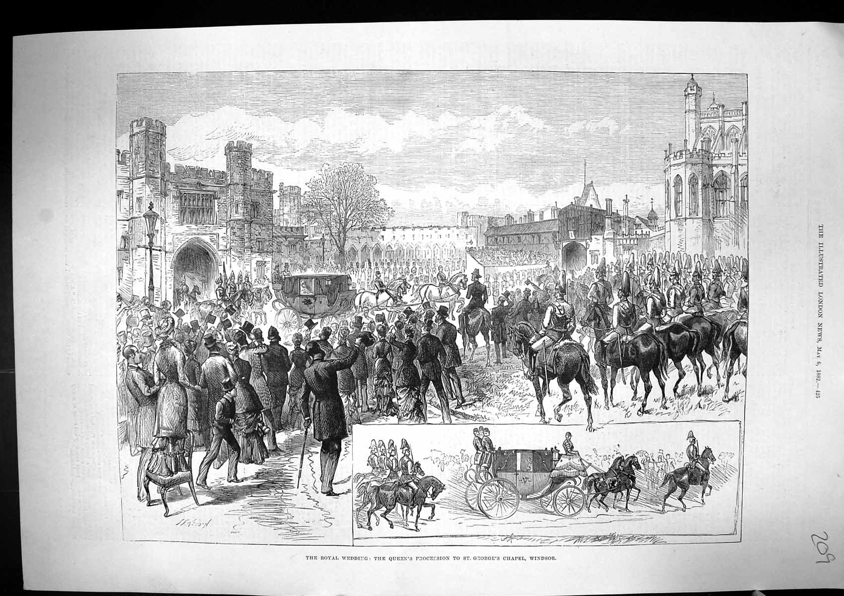 Old 1882 Royal Wedding Queen Procession St. George'S Chapel Windsor C Victorian