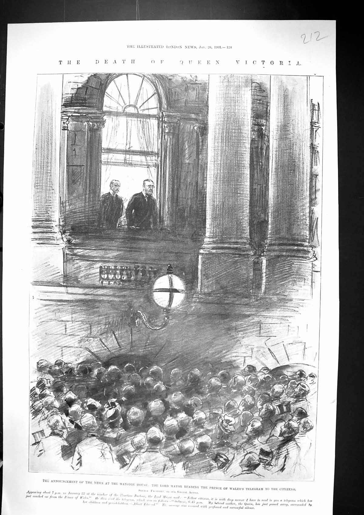 Old 1901 Death Queen Victoria Announcement News Mansion House Lord Ma Victorian