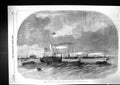 Original Old Antique Print 1856 Gun Boat Ship Flotilla Ryde Isle Wight 19th