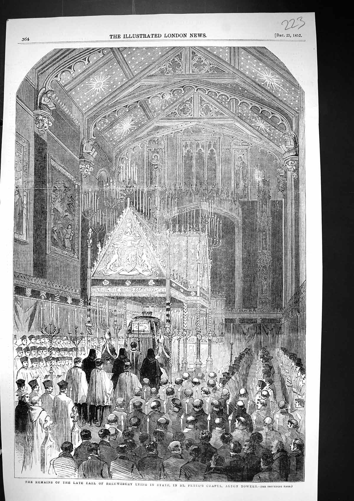 Old 1852 Remains Earl Shrewsbury Lying State St. Peter'S Chapel Alton Victorian