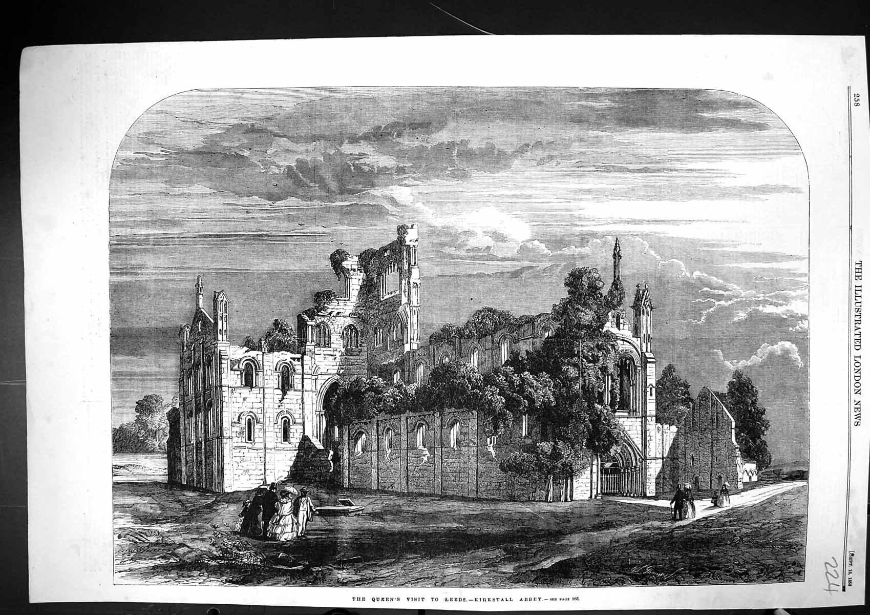 Old 1858 Queen Visit Leeds Exterior Kirkstall Abbey Architecture Engl Victorian