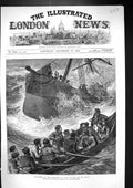 Antique Old Print 1874 Foundering Steam Ship La Plata Bay Biscay Life-Boat 19th