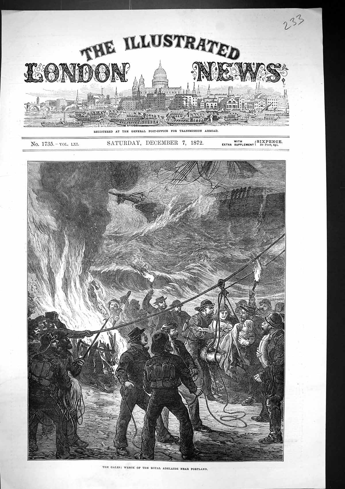 Old 1872 Stormy Sea Ship Wreck Royal Adelaide Portland Rescue Fine Ar Victorian