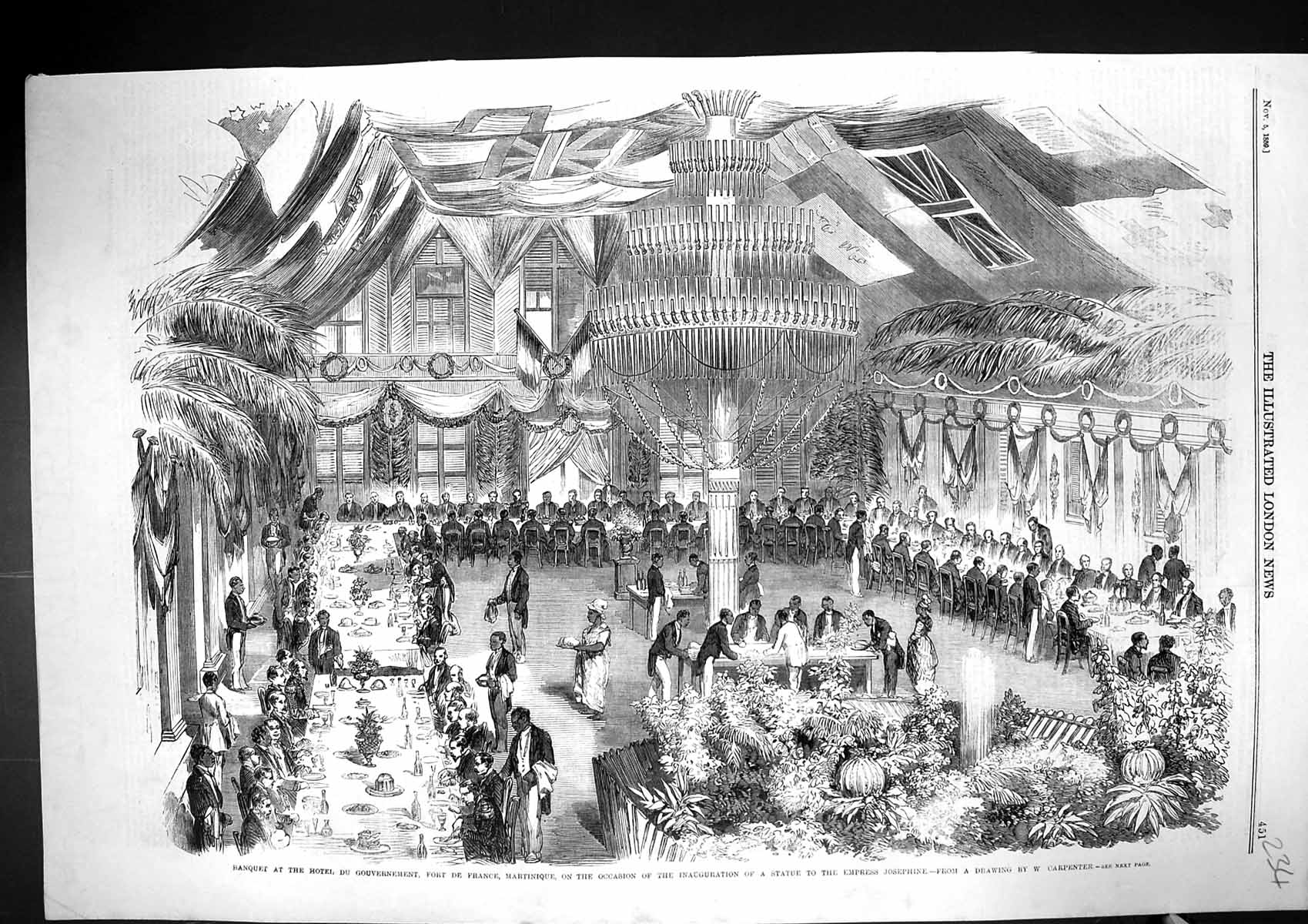 Old 1859 Banquet Hotel Du Gouvernement Fort De France Martinique Stat Victorian