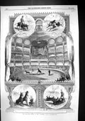 Original Old Antique Print 1858 Performing Educated Mules Alhambra Theatre 19th