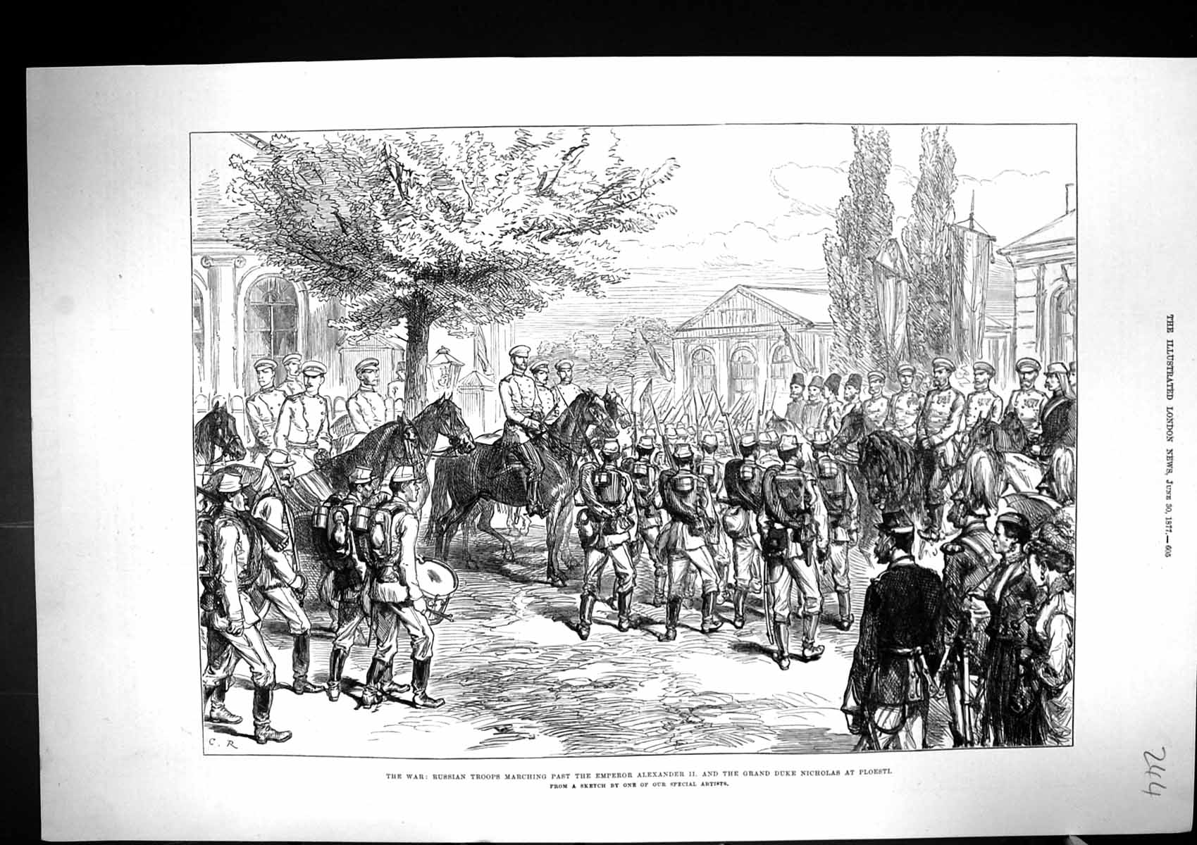 Old 1877 War Russian Troops Marching Emperor Alexander Grand Duke Nic Victorian
