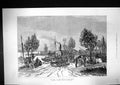 Original Old Antique Print 1877 War Scene Mouth Pruth Siers Horses Cart Boats