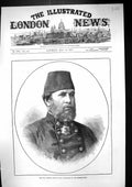 Antique Old Print 1877 Portrait Admiral Hobart Pasha Commander Turkish Fleet
