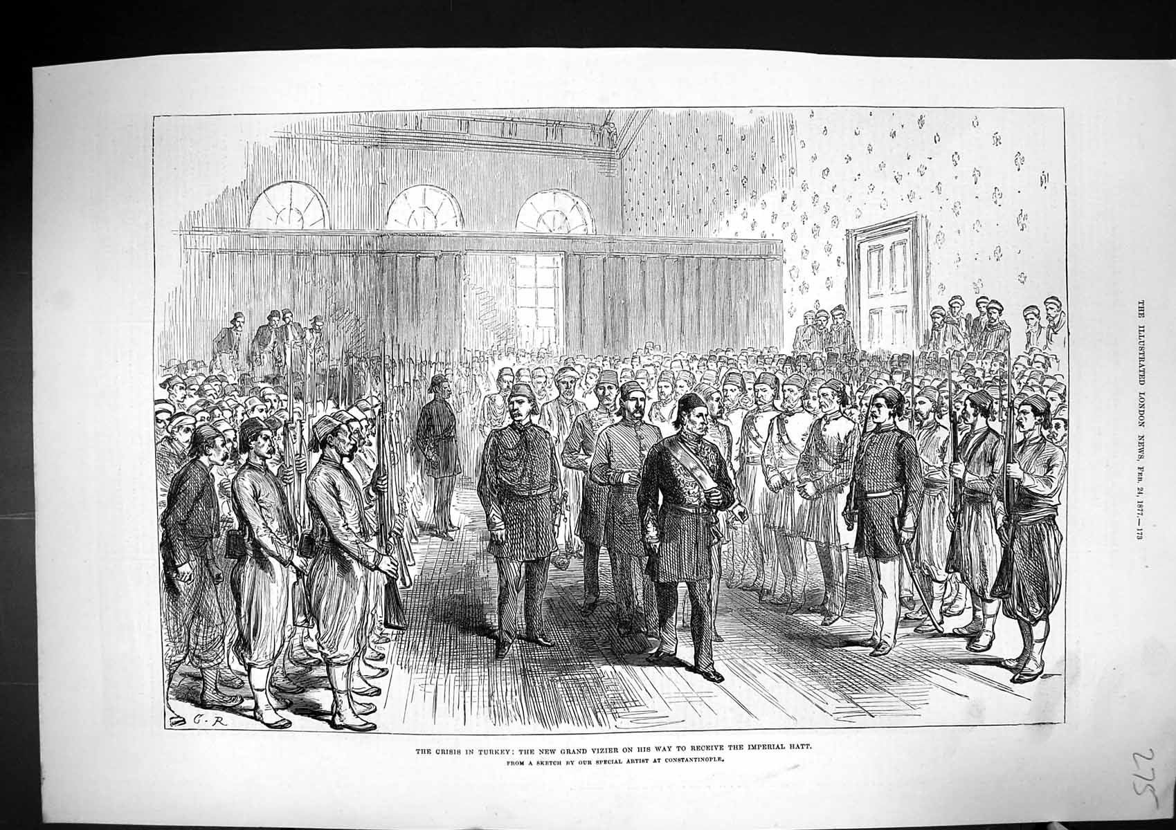 Old Print 1877 Crisis Turkey Grand Vizier Receive Imperial Hat Siers Uni 19th