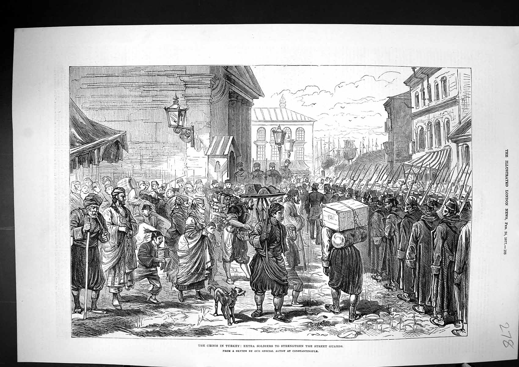 Old Print 1877 Crisis Turkey Extra Siers Procession Strengthen Street Gu 19th
