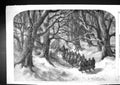Old Antique Print 1860 Night March Christmas Rifle Volunteers Siers Trees 19th