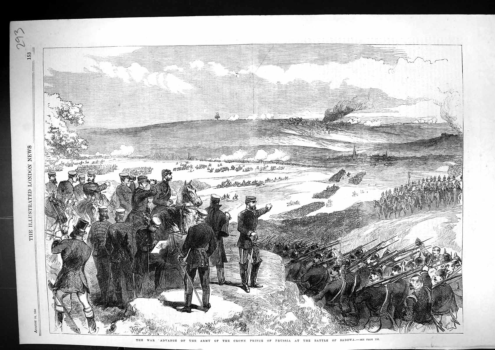 Antique Print 1866 War Advance Army Crown Prince Russia Battle Sadowa Siers