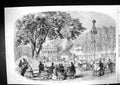 Antique Old Print 1858 Scene Cremorne Gardens Maypole Dancing Entertainment