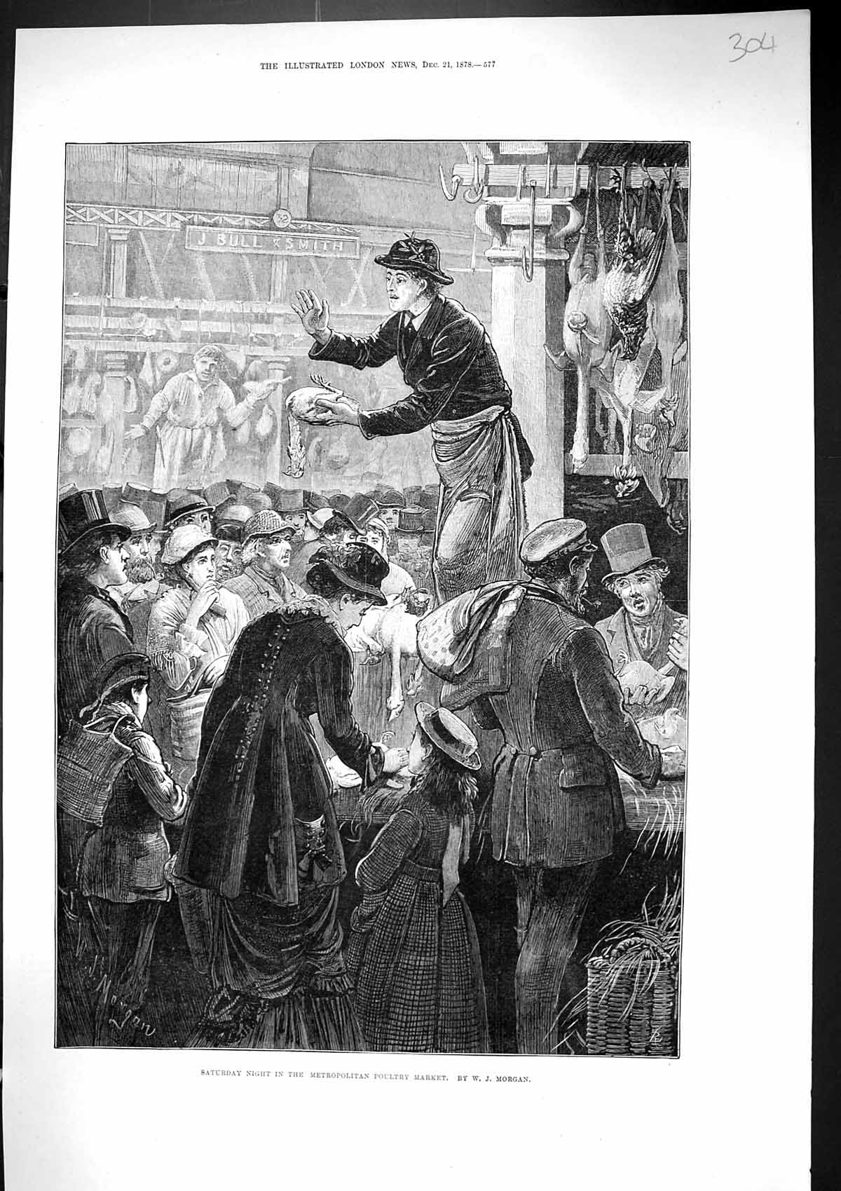 Old 1878 Saturday Night Metropolitan Poultry Market Dead Birds Fine A Victorian