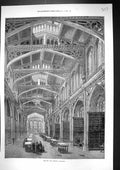 Antique Old Print 1872 Interior City Library Guildhall London Architecture 19th