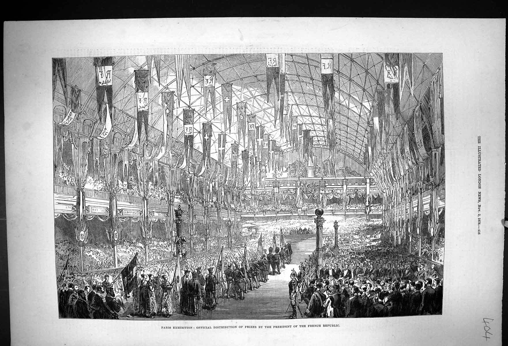 Old 1878 Paris Exhibition Distribution Prizes President French Republ Victorian