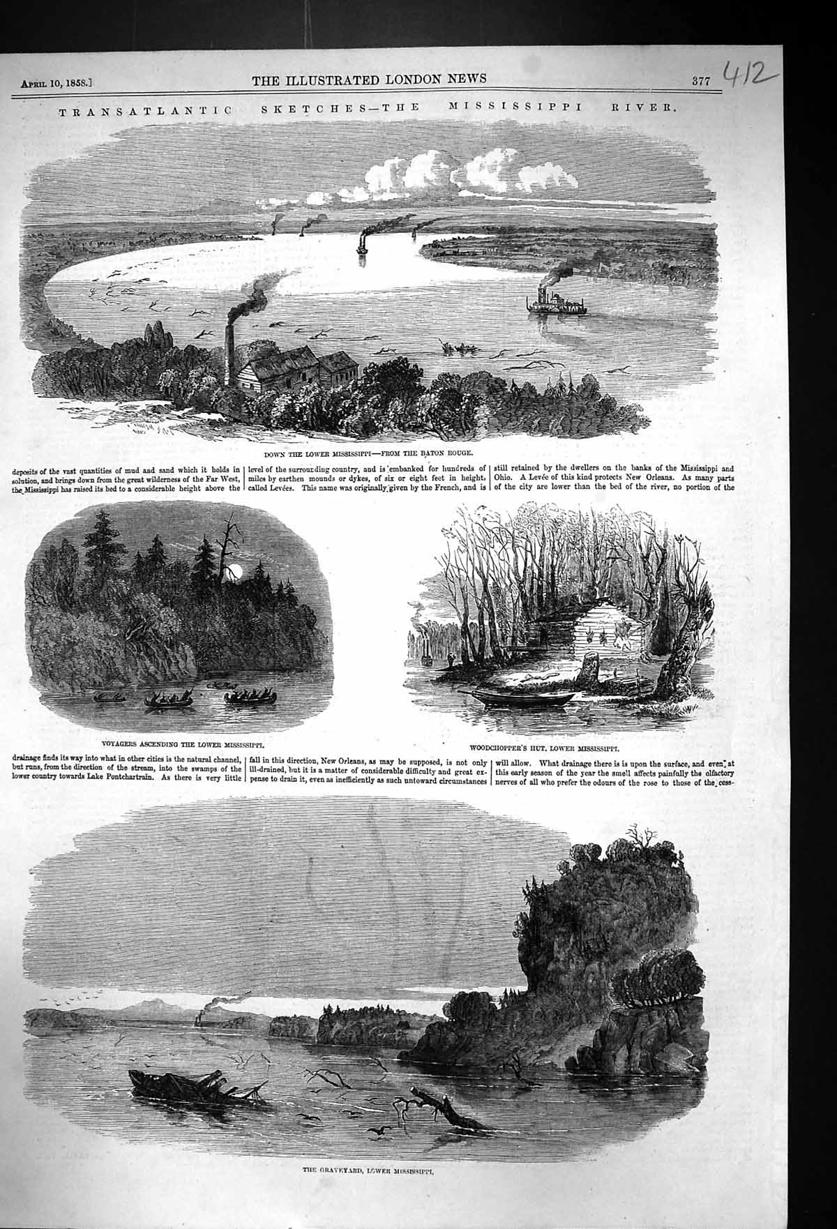 Old 1858 Mississippi River Baton Rouge Woodchopper'S Hut Graveyard Sh Victorian