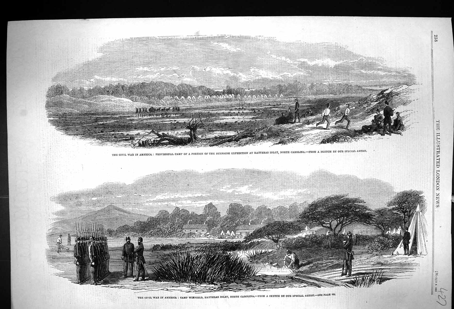 Old 1862 Civil War America Camp Burnside Hatteras Carolina Winfield S Victorian