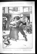 Old 1901 Cavalier Christmas Greeting Romance Man Lady Children Cocker Victorian