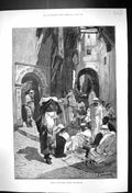 Antique Old Print 1881 Street Scene Casba Algiers Africa Montbard Fine Art 19th