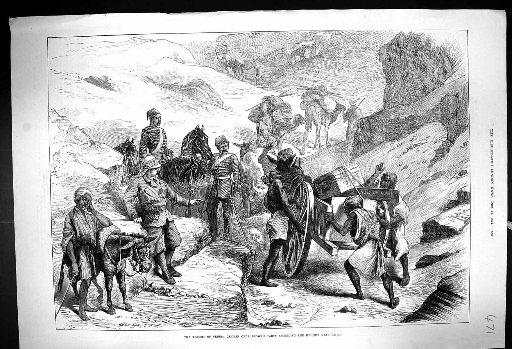 Old 1874 Transit Venus Captain Orde Brown Party Ascending Mountains C Victorian