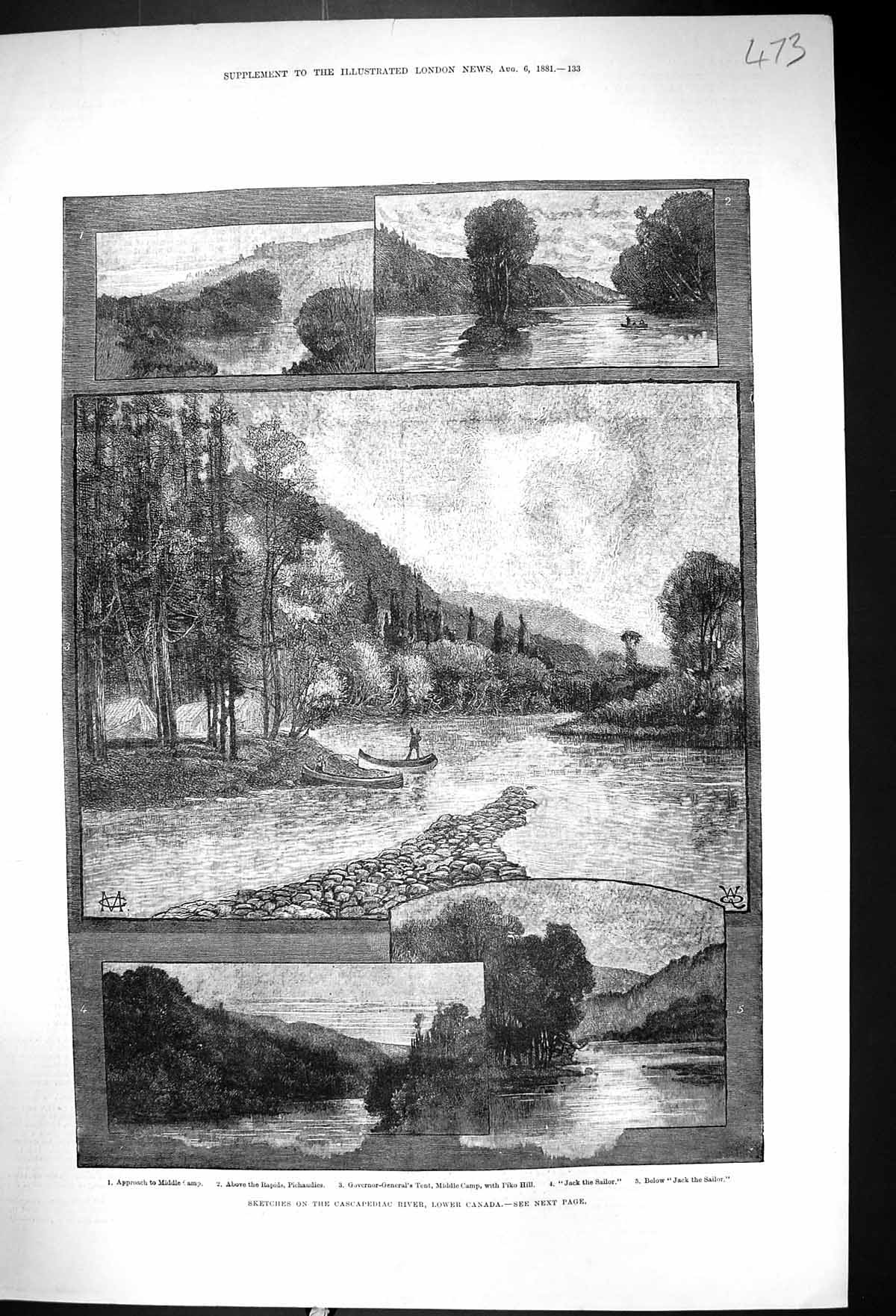 Old 1881 Cascapediac River Canada Pichaudies Jack Sailor Piko Hill Fi Victorian