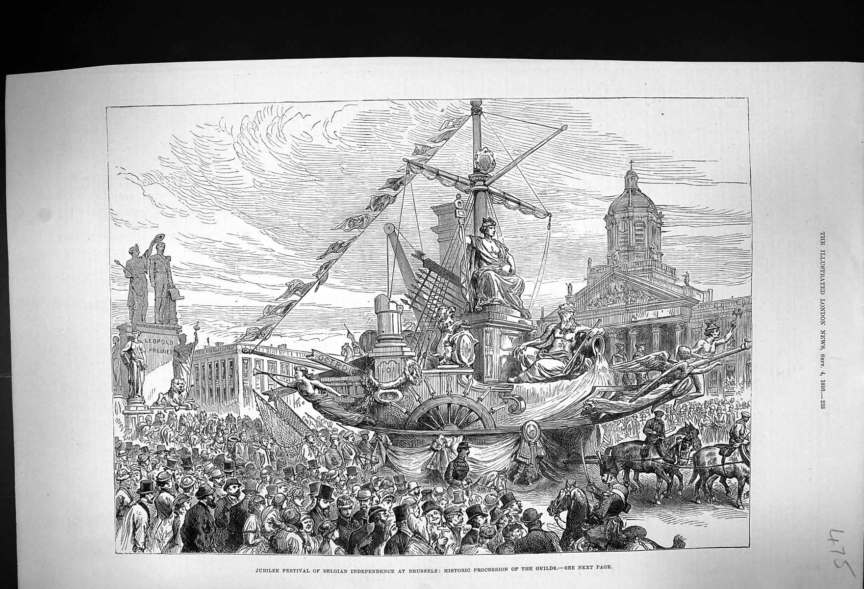 Old 1880 Jubilee Festival Belgian Independence Brussels Procession Gu Victorian