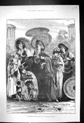 Old Print 1882 Aesthetic Quadrille Party Ladies Flowers Umbrellas Ludlow 19th