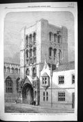 Antique Print 1860 Norman Tower Bury St. Edmunds England Architecture Piper