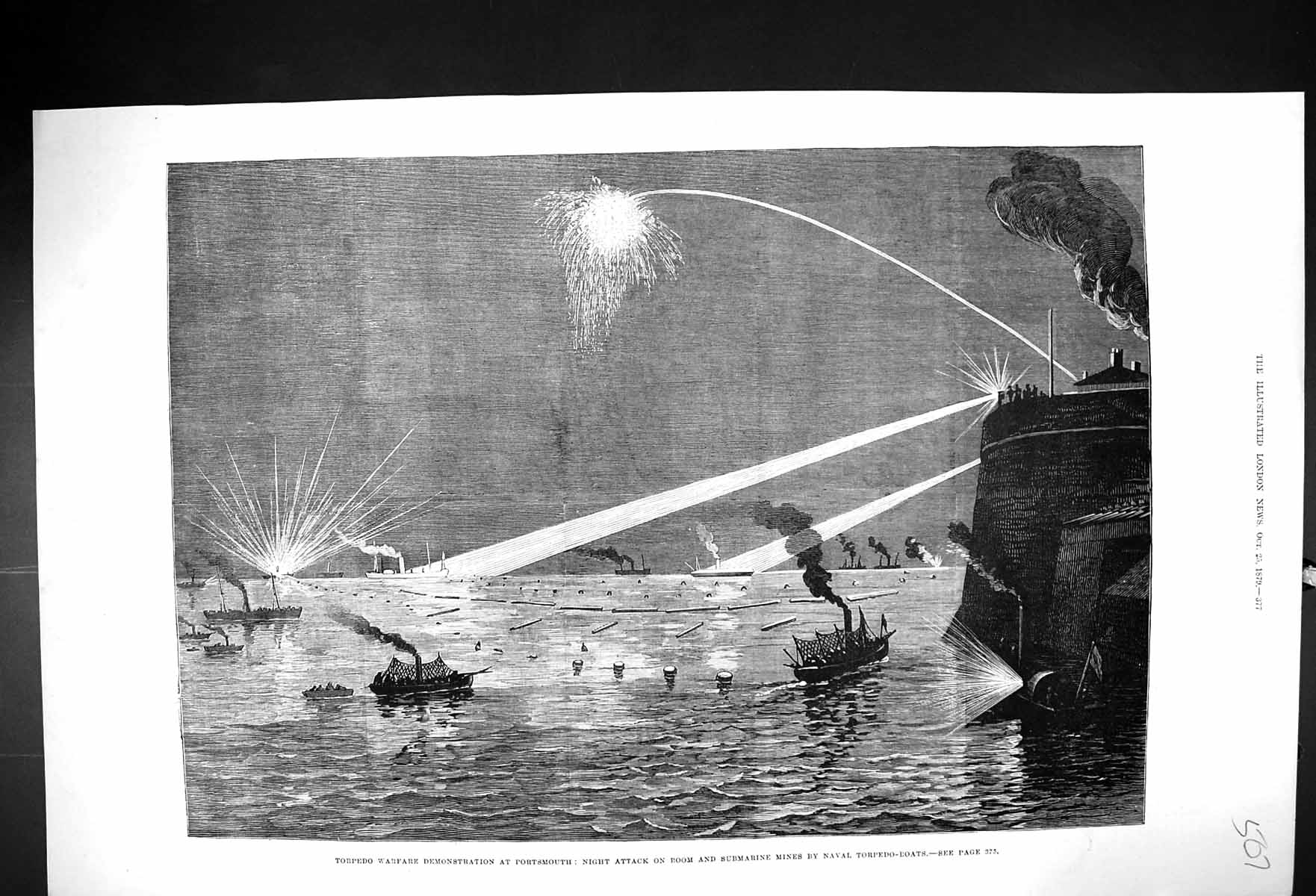 Old 1879 Torpedo Warfare Demonstration Portsmouth Submarine Mines Boa Victorian