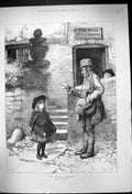 Antique Print 1888 Post Office Robert Cheeseman Post-Man Letter Little Girl