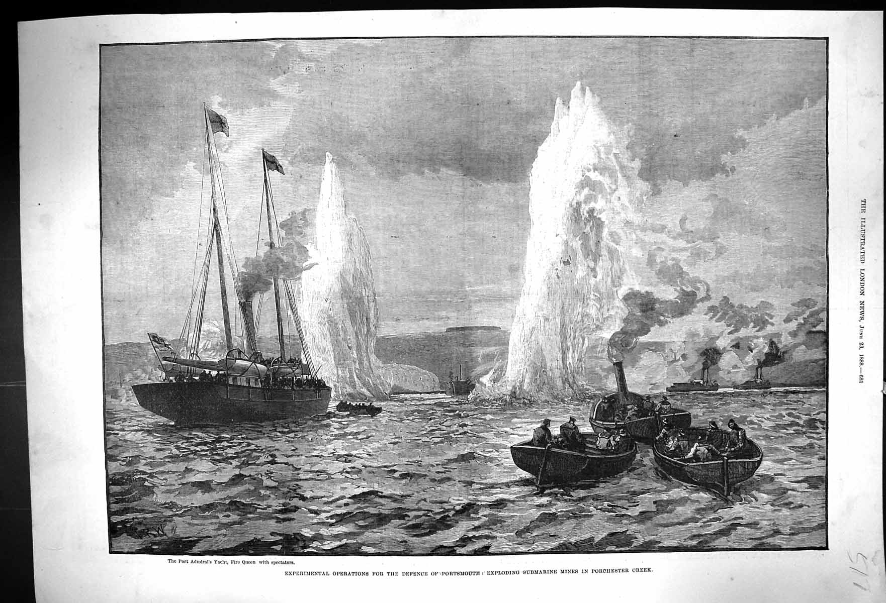 Old 1888 Port Admiral Yacht Fire Queen Experimental Portsmouth Porche Victorian