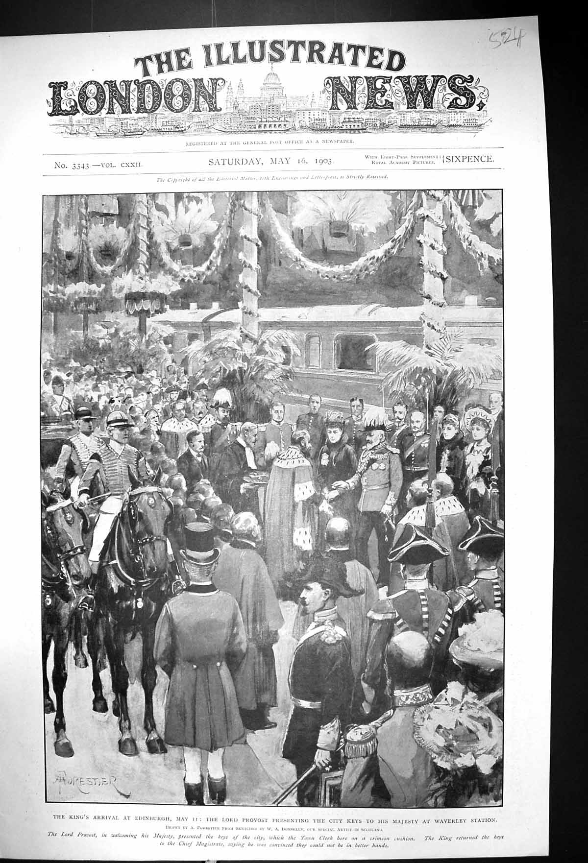 Old 1903 King Edinburgh Lord Provost City Keys Waverley Station Town 20th