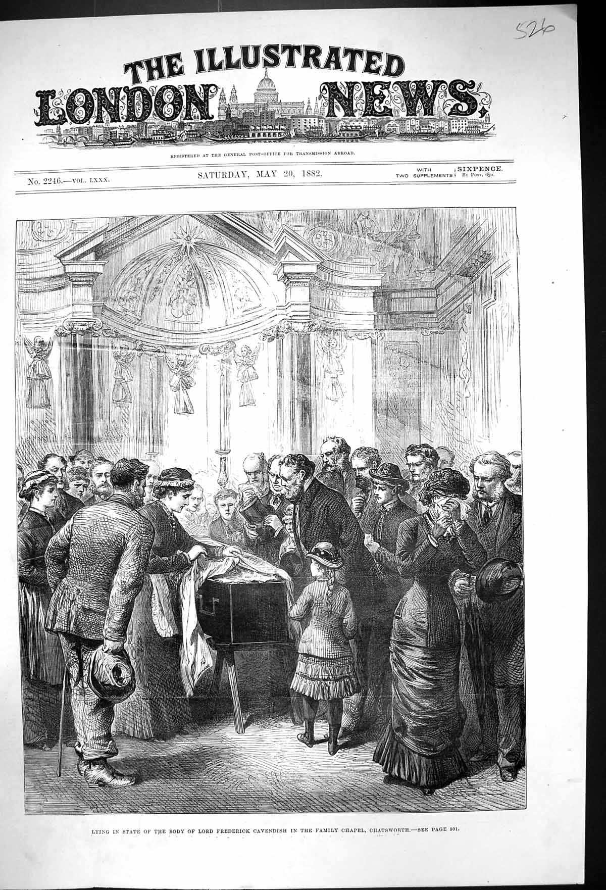Old *6112 1882 Lying State Body Lord Frederick Cavendish Family Chape