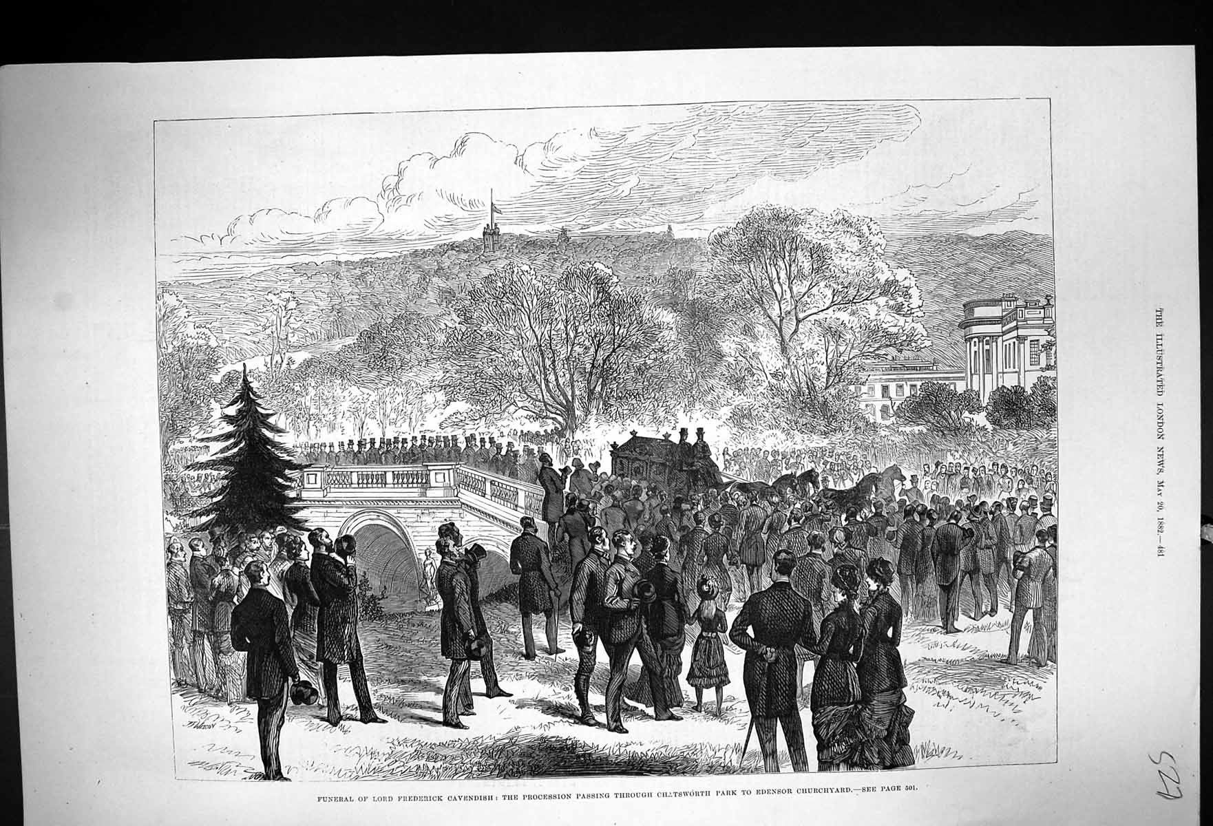 Old 1882 Funeral Lord Frederick Cavendish Procession Chatsworth Churc Victorian