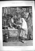 Antique Old Print 1881 Street Seller Bazaar Algiers Africa Kremer Fine Art 19th