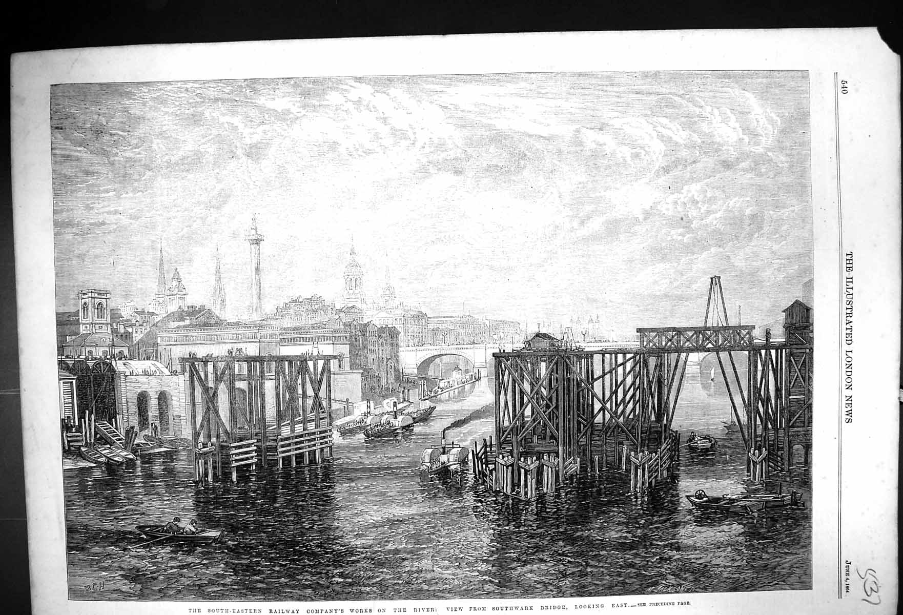 Old 1864 South-Eastern Railway Company Works River Thames Southwark B Victorian